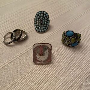 (4) Fashion Rings- Turquoise Stones and Metals